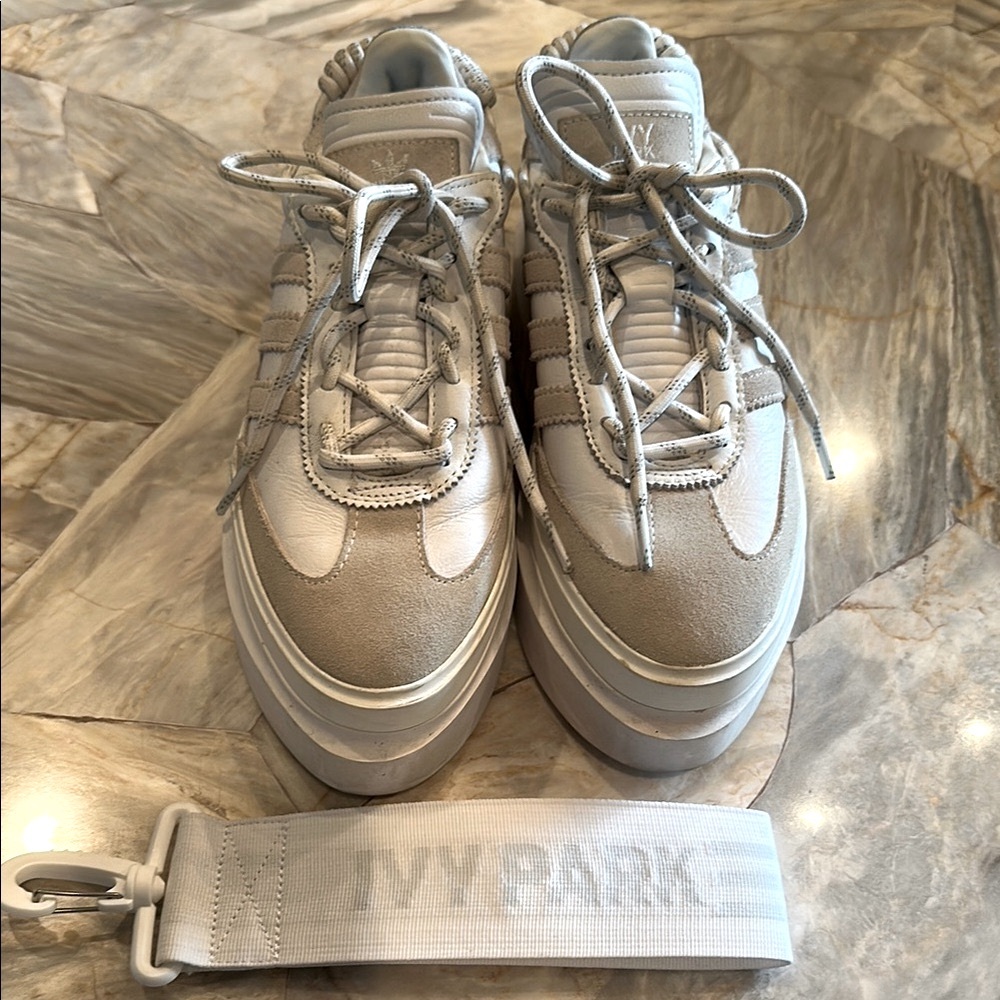 Adidas PARK Light White and Beige Platform Sneakers